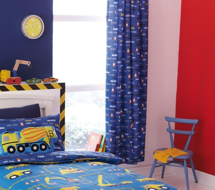 Urobte detskú izbu nápaditou - závesy s motívmi auta Záclony chlapcov modré autá vzor