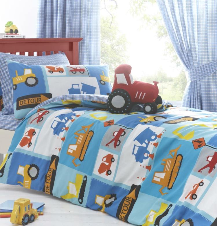 Priesvitné detské závesy s modrobielymi károvanými vzormi Modrý károvaný vzor detskej izby zariadil chlapčenskú izbu