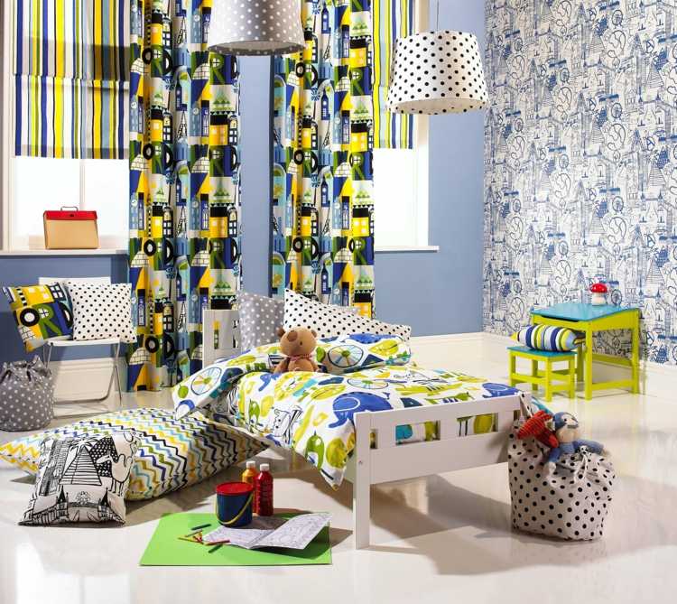 Zariaďte farebnú detskú izbu v modrej / žltej / zelenej farbe Detské postieľky pre chlapcov v škôlke