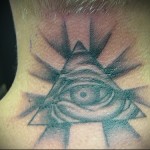 Mindent látó szemtetoválás Ádám almáján