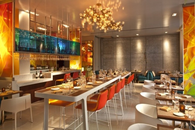 modré akcenty v dizajnérskom hoteli v San Diegu