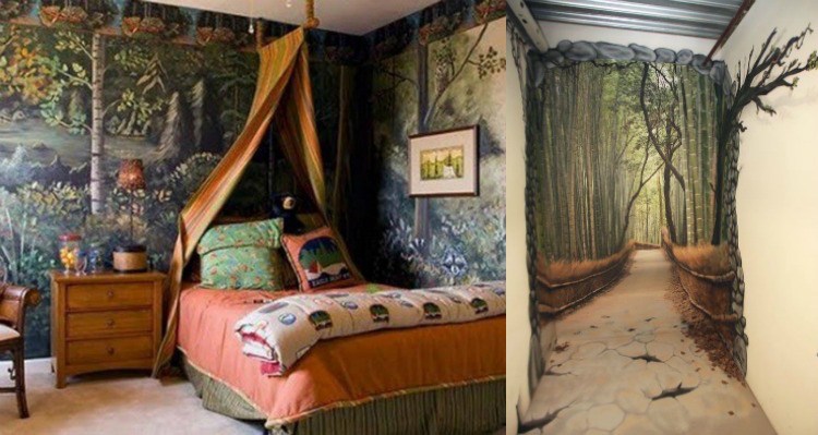 detská izba-les-dekorácia-maľba na stenu-realistická-stena-dizajn-realistická