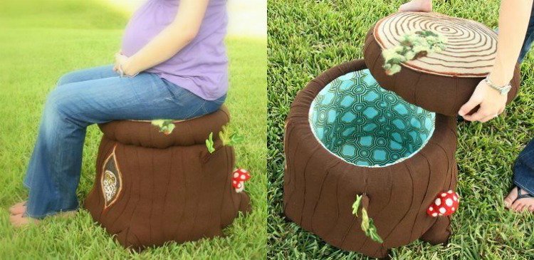 detská izba-lesná dekorácia-kreatívny-kmeň-stromu-kmeň-taburet-úložný priestor