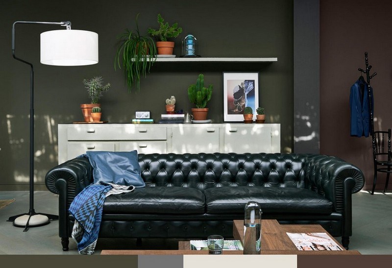 Maľujte stenu v tmavých farbách - zelenej, fialovej a sivej Maľujte stenu sivo-tmavo hnedou-tmavo zeleno-čierno-sivou