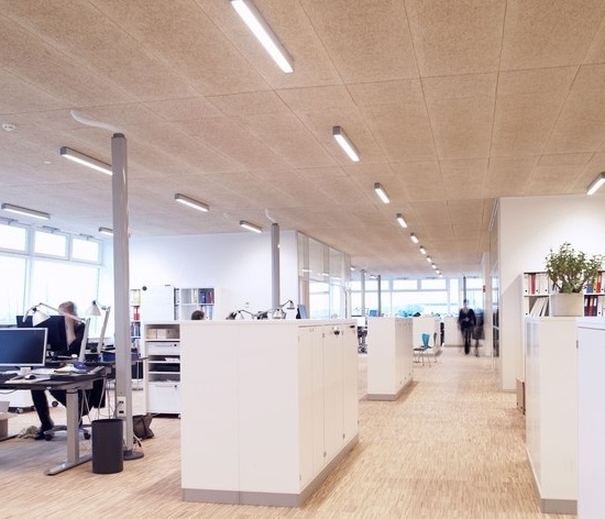 Nástenný obklad stropu administratívna budova Troldtekt Nástenný obklad stropu z administratívnej budovy Troldtekt