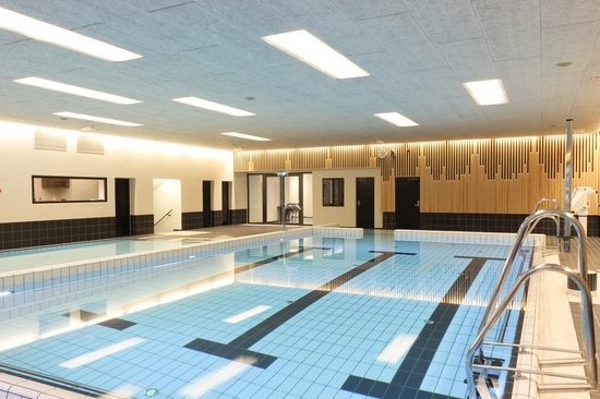 Obklad stien a stropov bazén Troldtekt Obklady stien a stropov pri bazéne Troldtekt