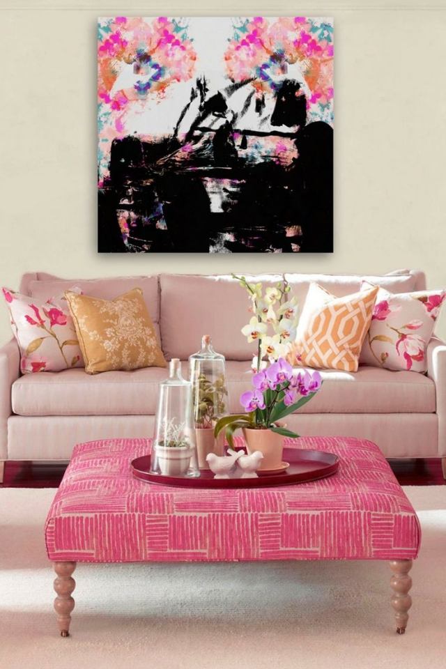 Lacný a pekný nápad na dekoráciu steny v obývacej izbe nápad na výzdobu steny obývacia izba foto plátno tkanina plátno abstraktné