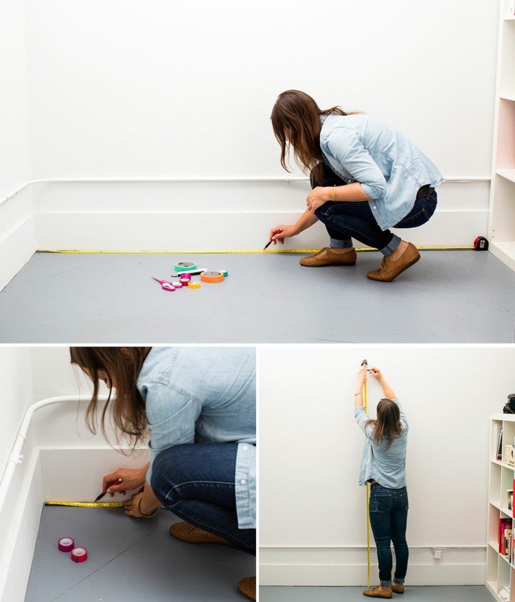 Vyrobte si dekoráciu na stenu sami - zmerajte stenu urobte si sami dekorácia steny nástenná páska meradlo jednoduché