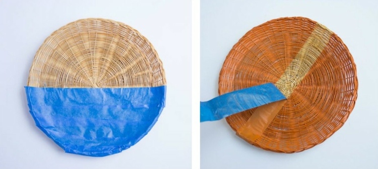 Tento DIY projekt na stenu je veľmi jednoduchý urobte to sami nástenná dekorácia taniera nápad košík dizajn oranžový