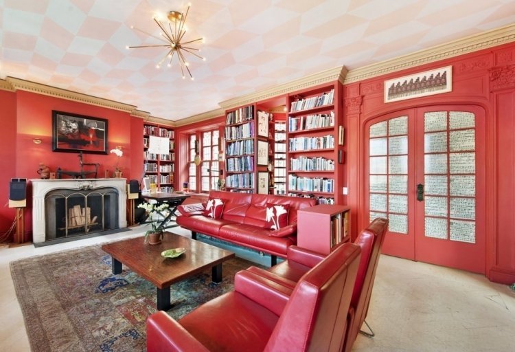 Navrhnite obývačku v intenzívnych farbách - jahodovo červenej farba steny-nápady-farebné-kombinácie-obývačka-intenzívna-farba-koralová-červeno-ružová