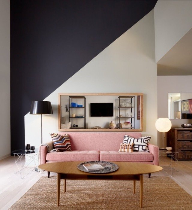 Obývacia izba nápady na bývanie dva prevedenie delenej steny šedá béžová