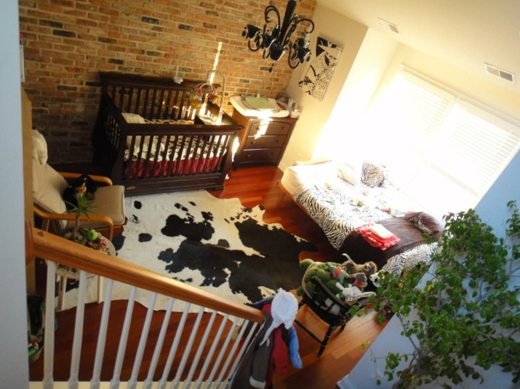 stenový dizajn detská izba luster z kravskej kožušiny