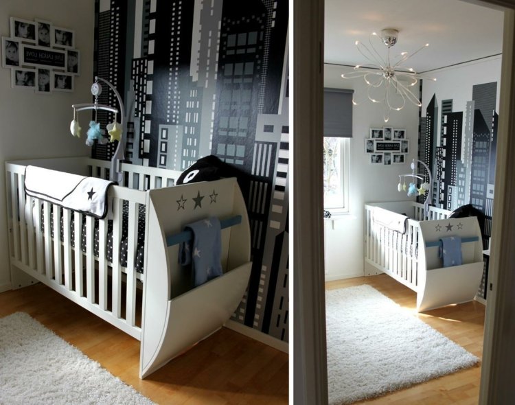 nástenný dizajn detská izba panoráma tapeta nástenná maľba moderné parkety