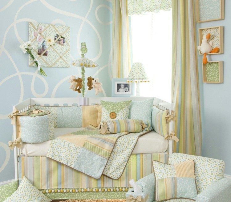 dizajn steny detská izba romantické zariadenie závesy kreslo