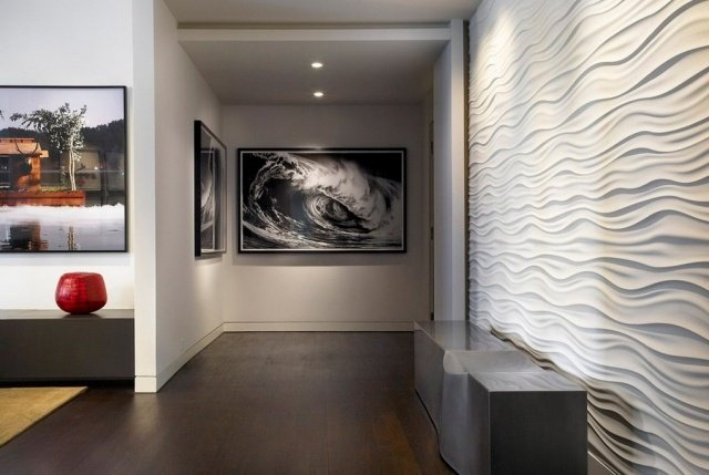 Chodba-dizajn-dekoratívna stena-3d-povrch-vlnový vzor