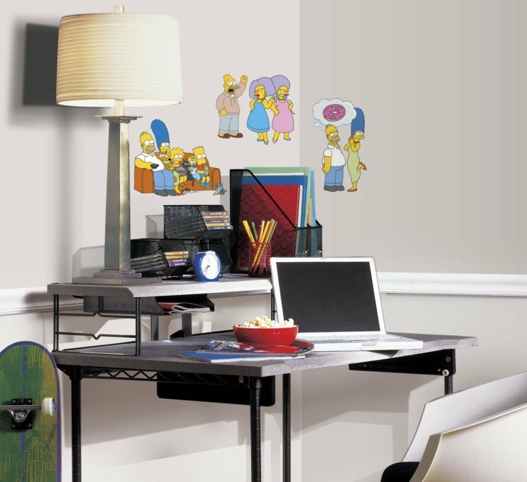Nástenný dizajn 2015 miestnosť pre mládež pracovný stôl Simpsons v industriálnom štýle