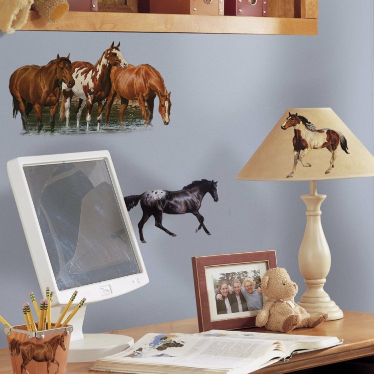 Nástenný dizajn detská izba 2015 Horses Wansticker lampa ozdobiť