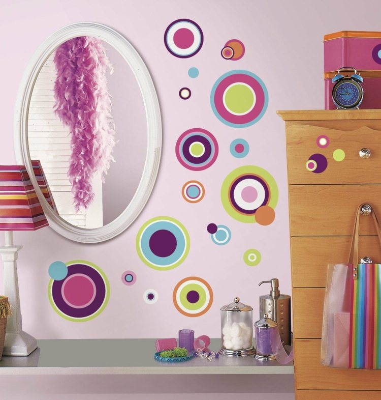 Nástenný dizajn detská izba 2015 Nápady na kruhový vzor miestnosti pre dievčatá