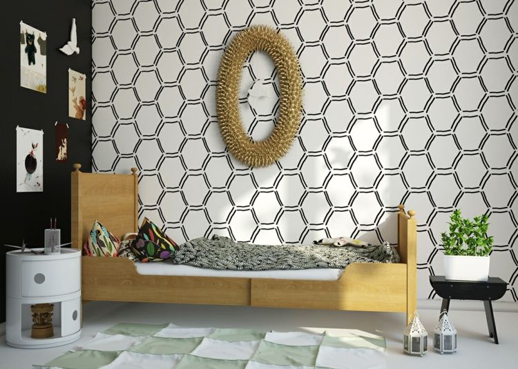 geometrické motívy nápady dizajn steny pre mládež