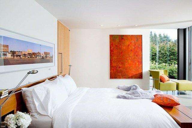 Obrázky dizajnu steny v spálni, originálne dekoratívne biele Obrázky nástenného dizajnu originálne dekoratívne biele steny