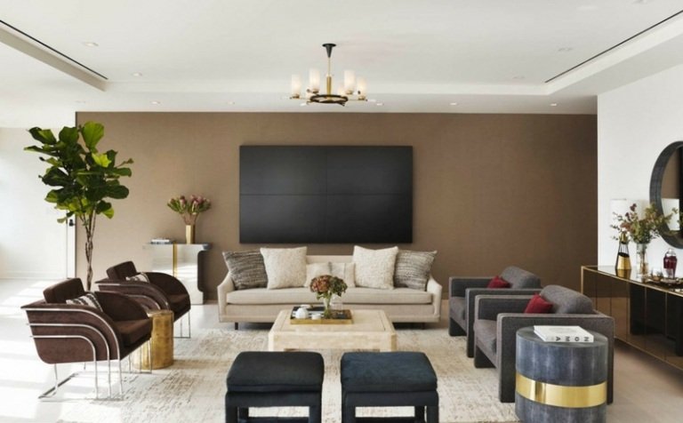 Nástenný dizajn-hnedá-obývacia izba-sivá-nástenná dekorácia