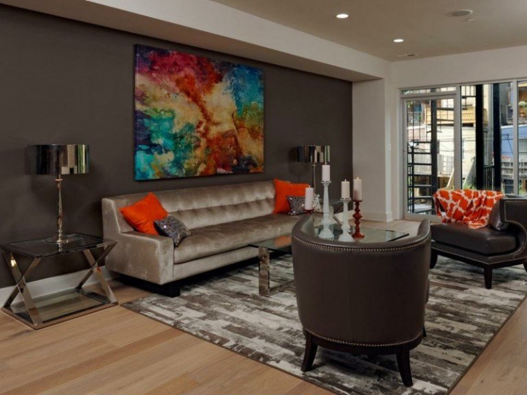 Nástenný dizajn-hnedý-eklektický-interiér-nápady