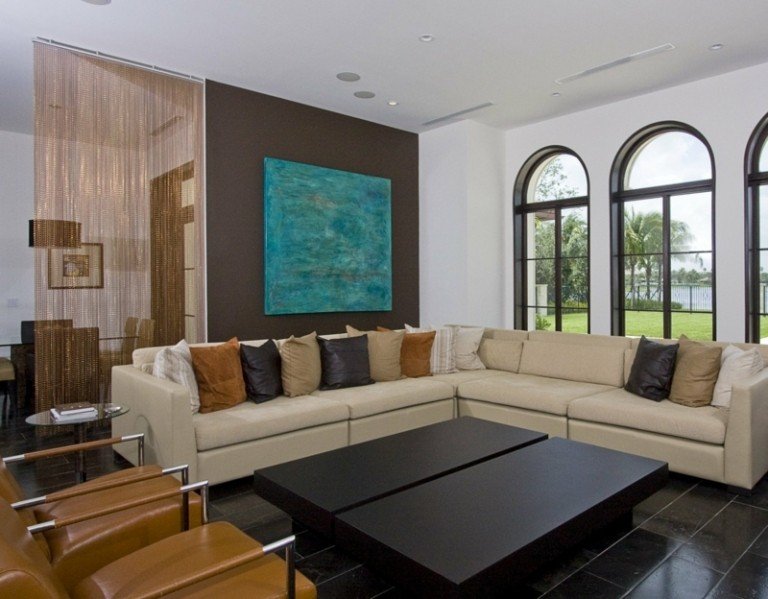 Nástenný dizajn-hnedo-tyrkysová-farby stien-kombinovať-nápady