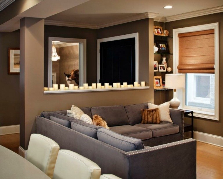 Stenový dizajn-hnedá obývacia izba-rôzne čokoládové nuansy