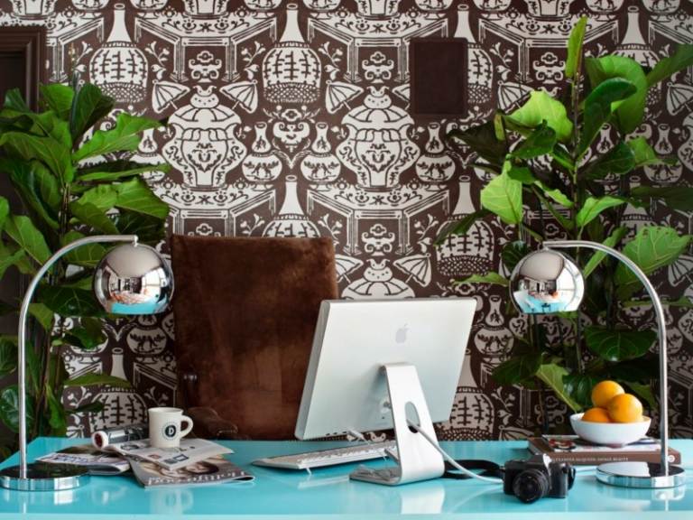 Nástenný dizajn-hnedá-obývačka-tapeta-vzor