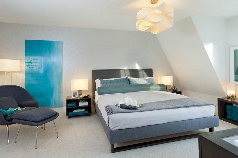 Nástenný dizajn-sivá-tyrkysová-moderné-umenie-nápady