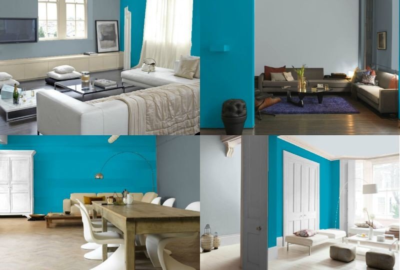 Dizajn steny-šedá-tyrkysová-štyri-nápady-dvojdielna stena