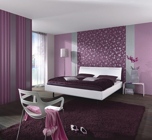 nápady interiéru návrh interiéru dizajnové modely fialová farebná schéma