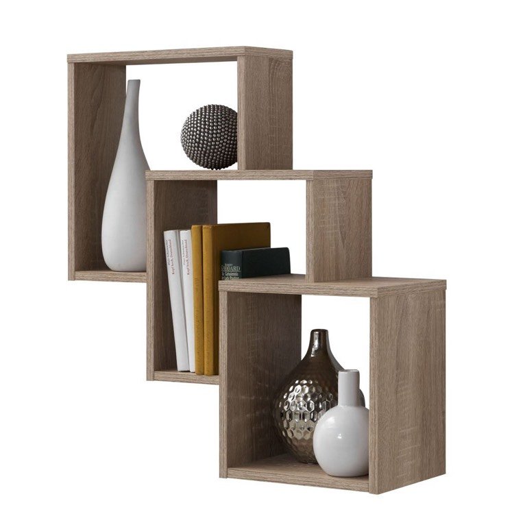 Nástenná polica ako dekorácia drevo-obdĺžnik-moderné-vázy-knihy