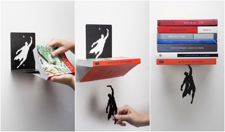 nástenná polica-dekorácia-bu% cc% 88cher-polica-hliník-detská izba-superman-magnet