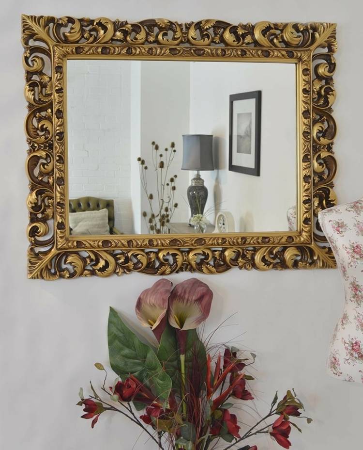 Nástenné zrkadlo barokový zlatý patinový stolný lampový rám obrazu