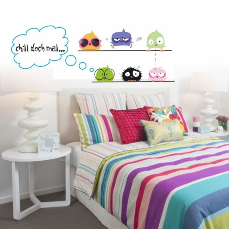 Nápady na tetovanie na stenu pre detskú izbu-cool-vták-chill-out