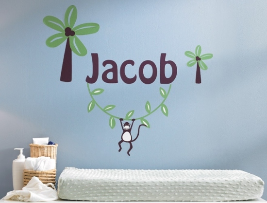 samolepky na stenu detská izba nápady pre chlapcov meno opice