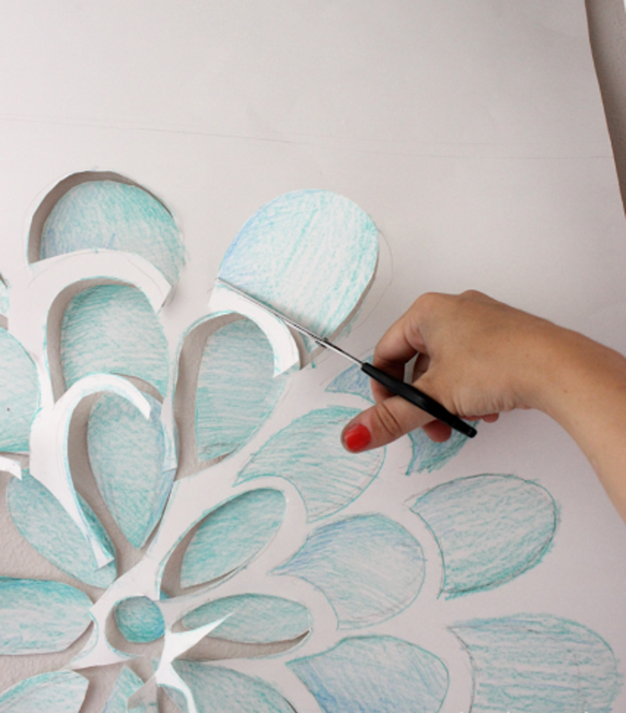 nožnice strih obtisky na stenu kvet nápad štítky papier