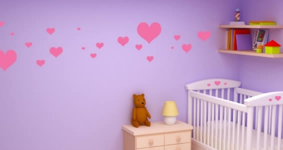 Samolepky na stenu pre dievčatá. Nálepky na srdce