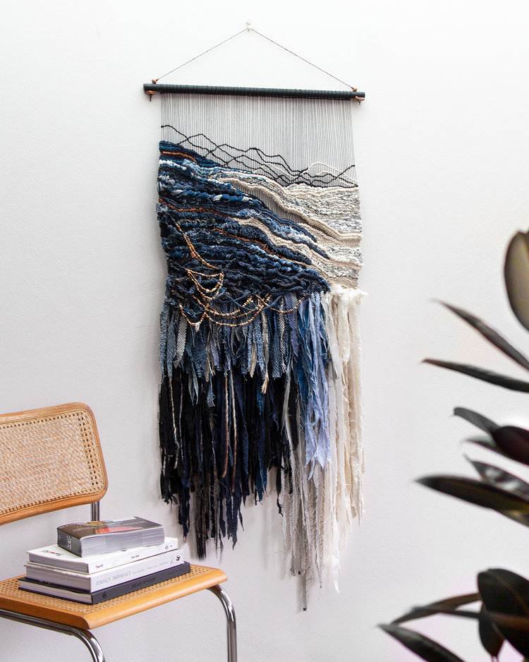 Tapisérie dekorácia tkané nápady macrame tmavo modrá