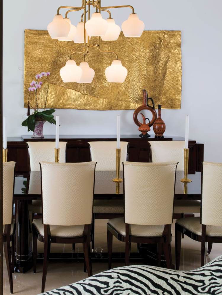 Tapisérie dekorácia jedáleň nápady klasický zebrový koberec Venge drevo