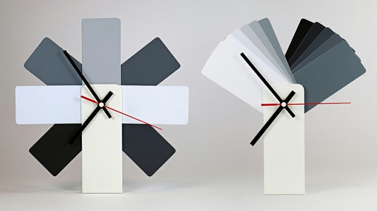 design-nástenné hodiny-tvar-nápad-kríž-farba-akcent-nástenný dizajn