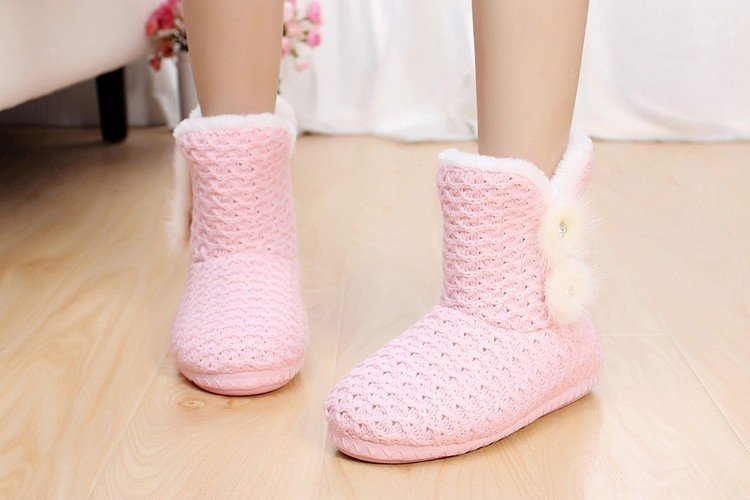 Papuče v ružovej farbe s plyšom teplé papuče-čiapky-topánky-ženy-ružové-kožušiny
