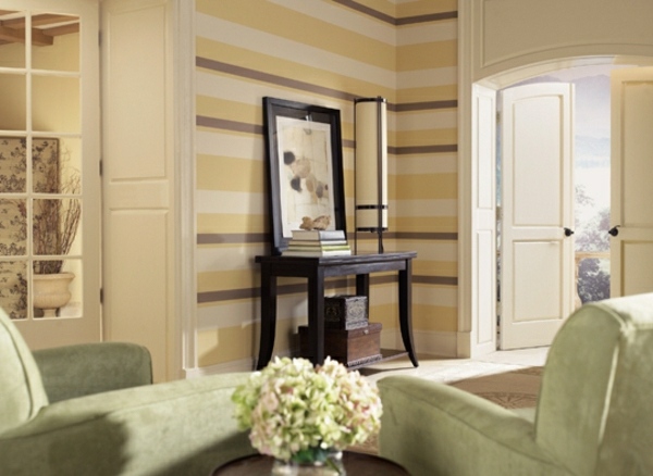 Pruhy stena žltá hnedá biela