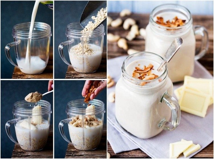Recept na smoothie z banánu a ovsených vločiek s bielou čokoládou