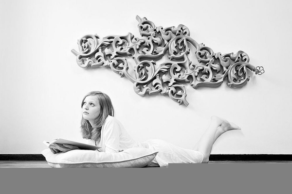 Nástenný radiátor teplá vlna jaga dekoratívne vírenie