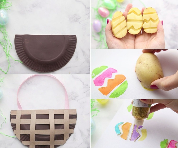 Veľkonočné ručné práce pre deti od 3 rokov so zemiakmi ako pečiatka na veľkonočné vajíčka