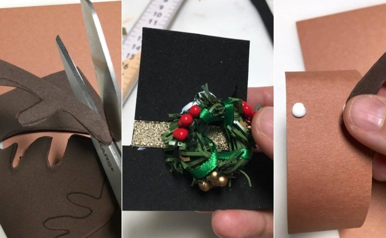 Vytvorte prstene z papiera a klobúka a parohy z penovej gumy