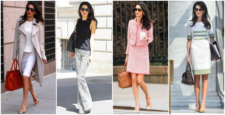 Business casual outfit dámska inšpirácia Amal Clooney
