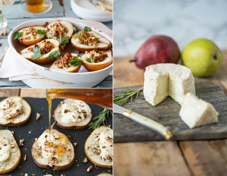 Kombinácia jedla s kozím syrom a hruškou pečená v rúre